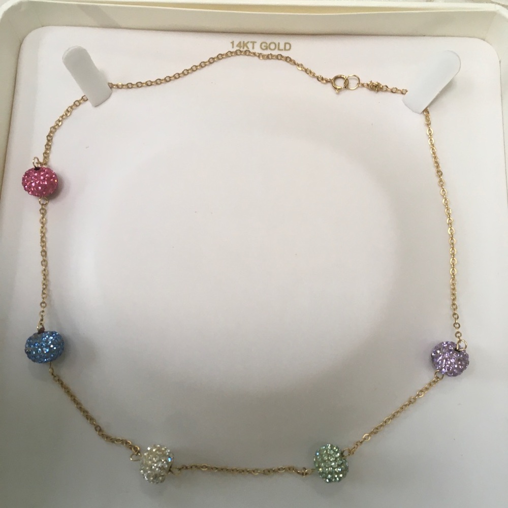 Multiple color  Stone 14 karat gold  Necklace